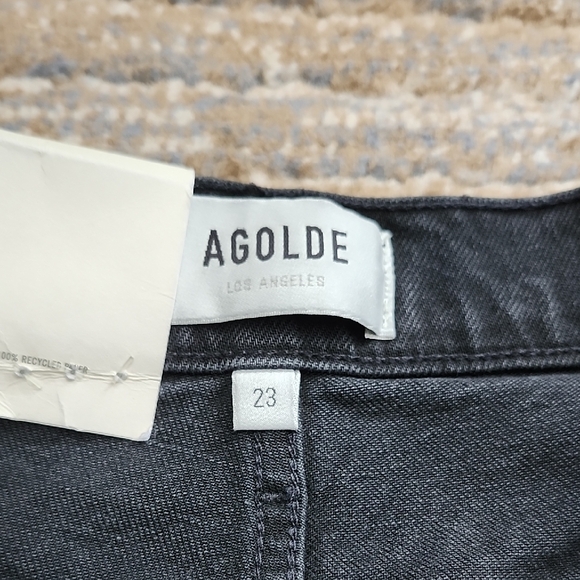 Agolde Riley Black High Rise Straight Crop Jeans - Picture 5 of 9